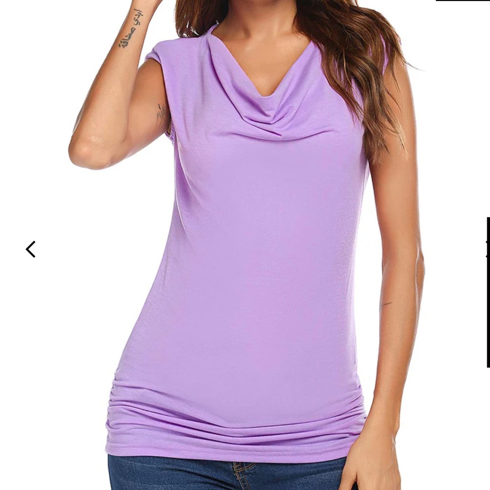 NWT- Lavender Sleeveless Drape Neck Top in size XL ruched sides adorable top